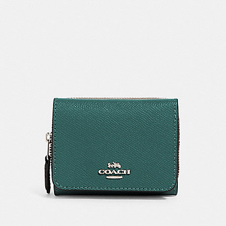 COACH 37968 SMALL TRIFOLD WALLET SV/DARK TURQUOISE