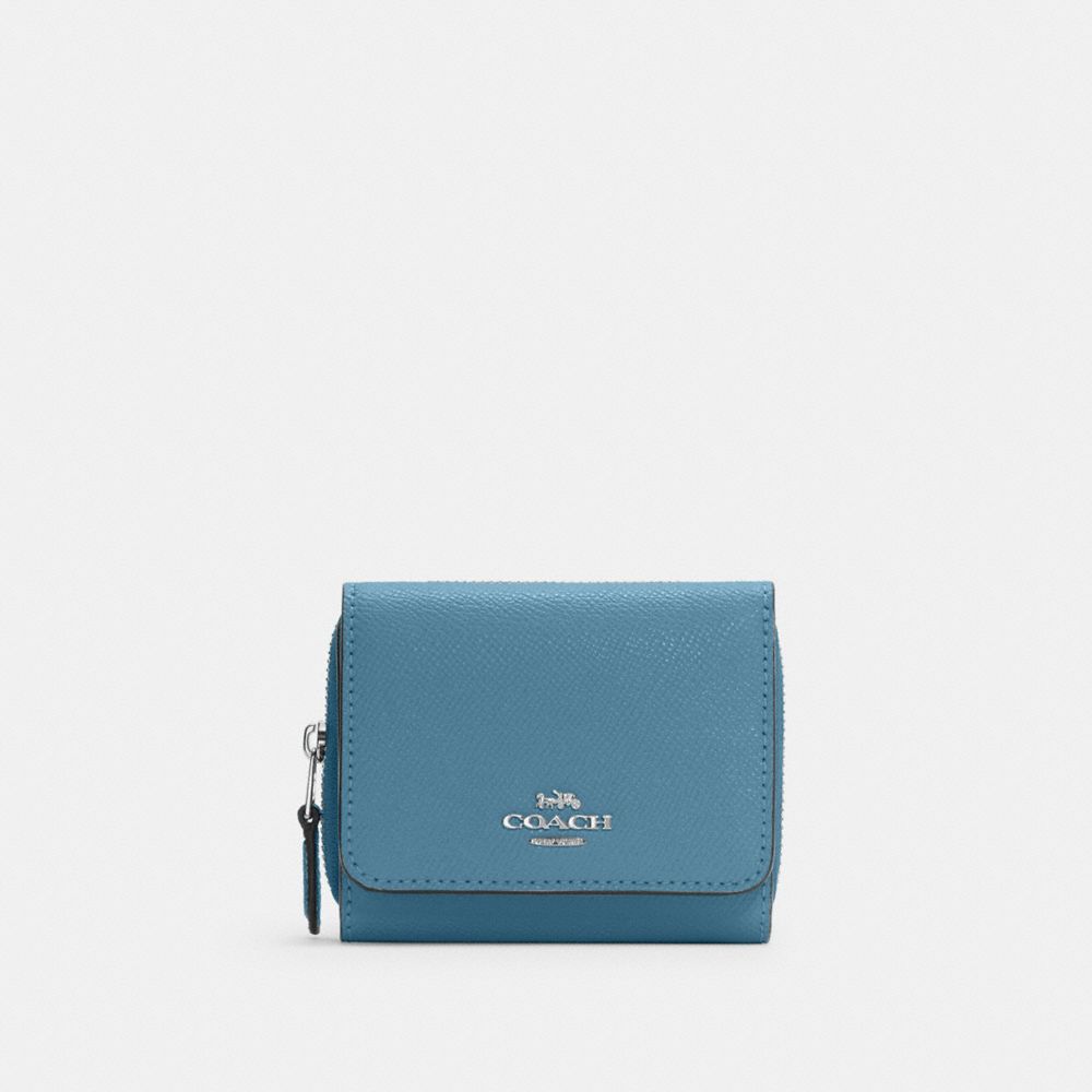 COACH 37968 Small Trifold Wallet SV/Pacific Blue