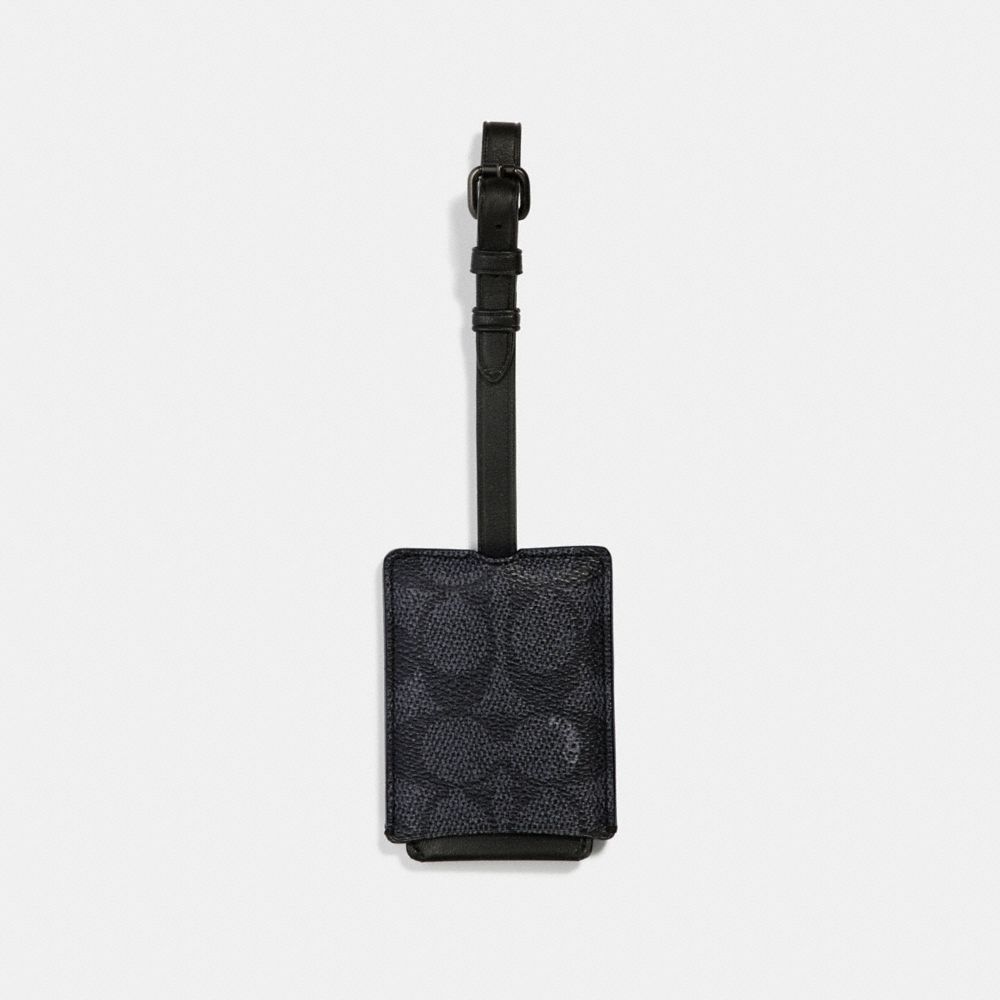 COACH 38067 - LUGGAGE TAG IN SIGNATURE CANVAS CHARCOAL