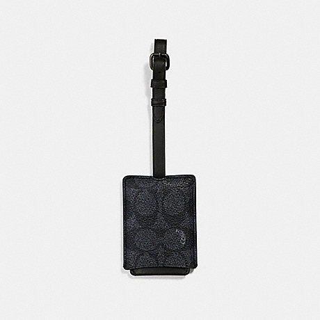 COACH 38067 LUGGAGE TAG IN SIGNATURE CANVAS CHARCOAL