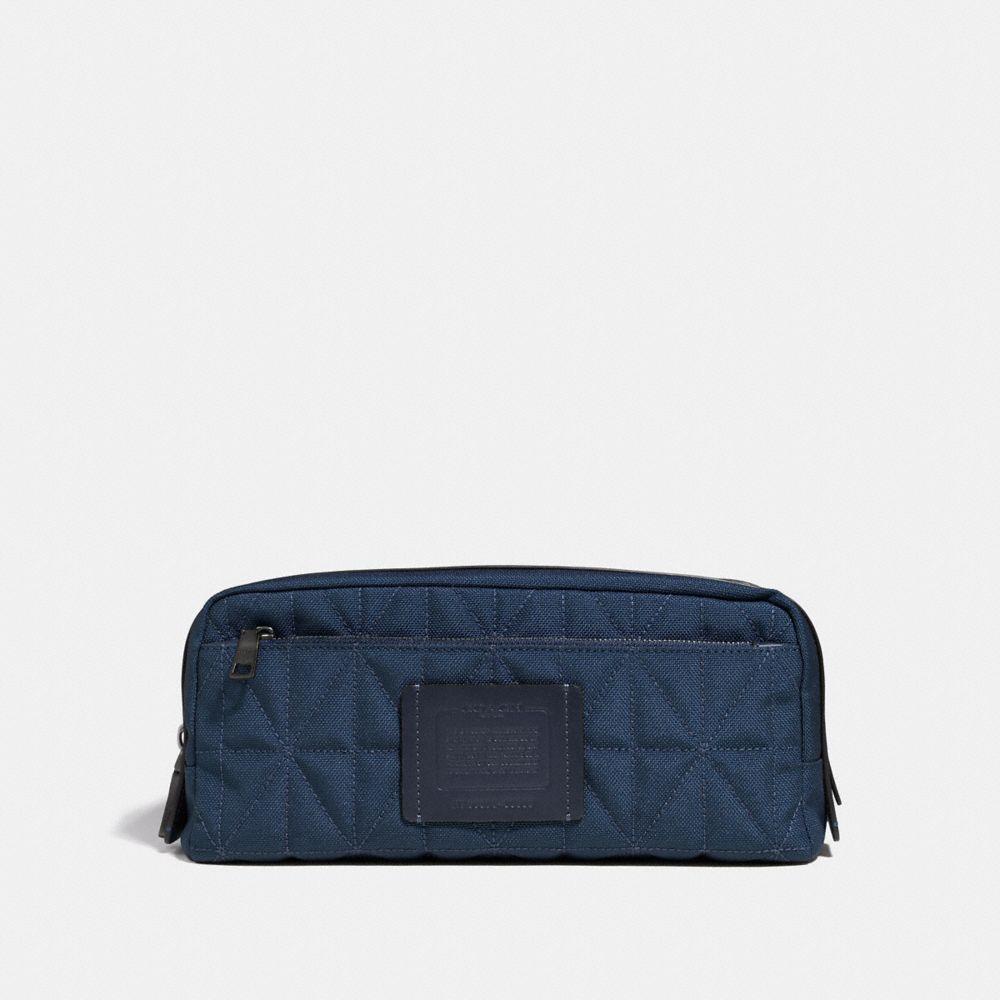 COACH Double Zip Dopp Kit With Quilting - CADET/BLACK - 38084