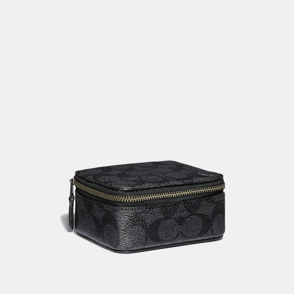 SMALL TRAVEL CASE IN SIGNATURE CANVAS - CHARCOAL - COACH 38088