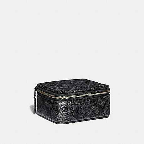 COACH SMALL TRAVEL CASE IN SIGNATURE CANVAS - CHARCOAL - 38088
