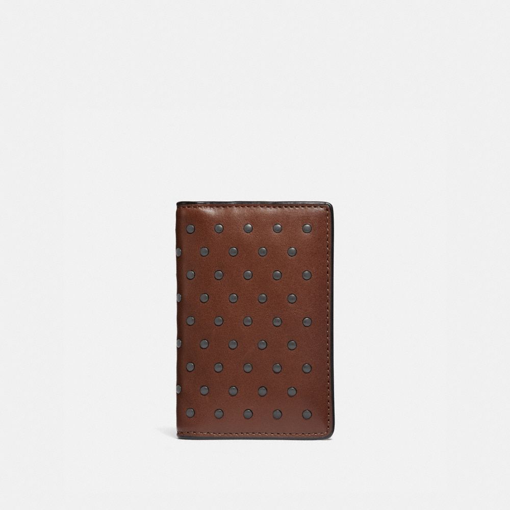 CARD WALLET WITH RIVETS - SADDLE - COACH 38139