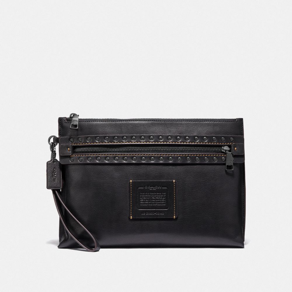 Academy Pouch With Rivets - BLACK - COACH 38148