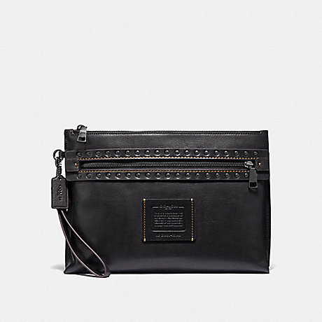 COACH 38148 Academy Pouch With Rivets BLACK