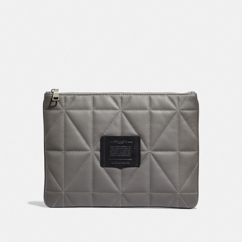 COACH 38164 Large Multifunctional Pouch With Quilting Heather Grey/Black