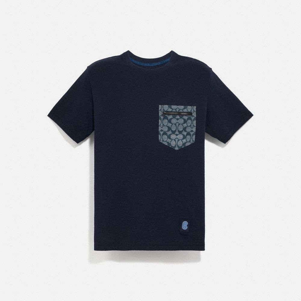 COACH 3824 Signature Essential T-shirt NAVY/CHAMBRAY