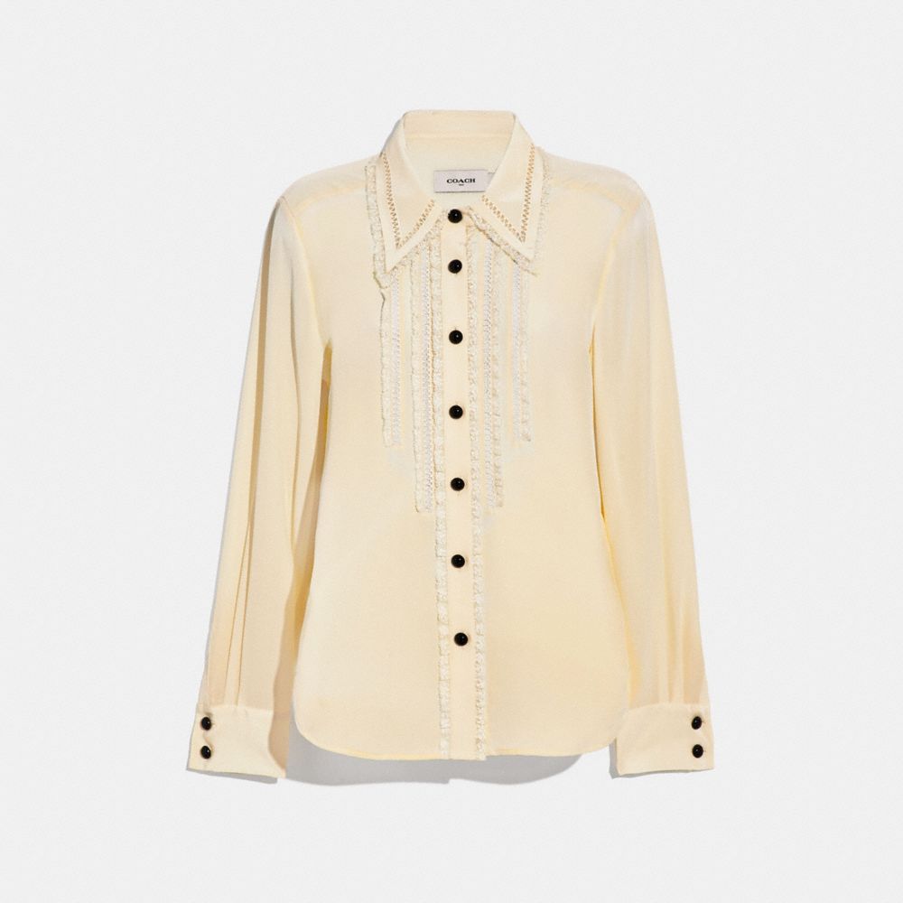 COACH 38353 Ruffle Detail Shirt CREAM