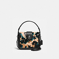 PAGE CROSSBODY IN PRINTED HAIRCALF - 38447 - SCATTERED LEAF/WALNUT MULTI/DARK GUNMETAL