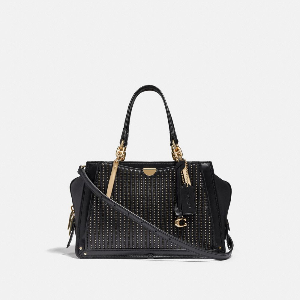 DREAMER WITH QUILTING AND RIVETS - GD/BLACK - COACH 38541