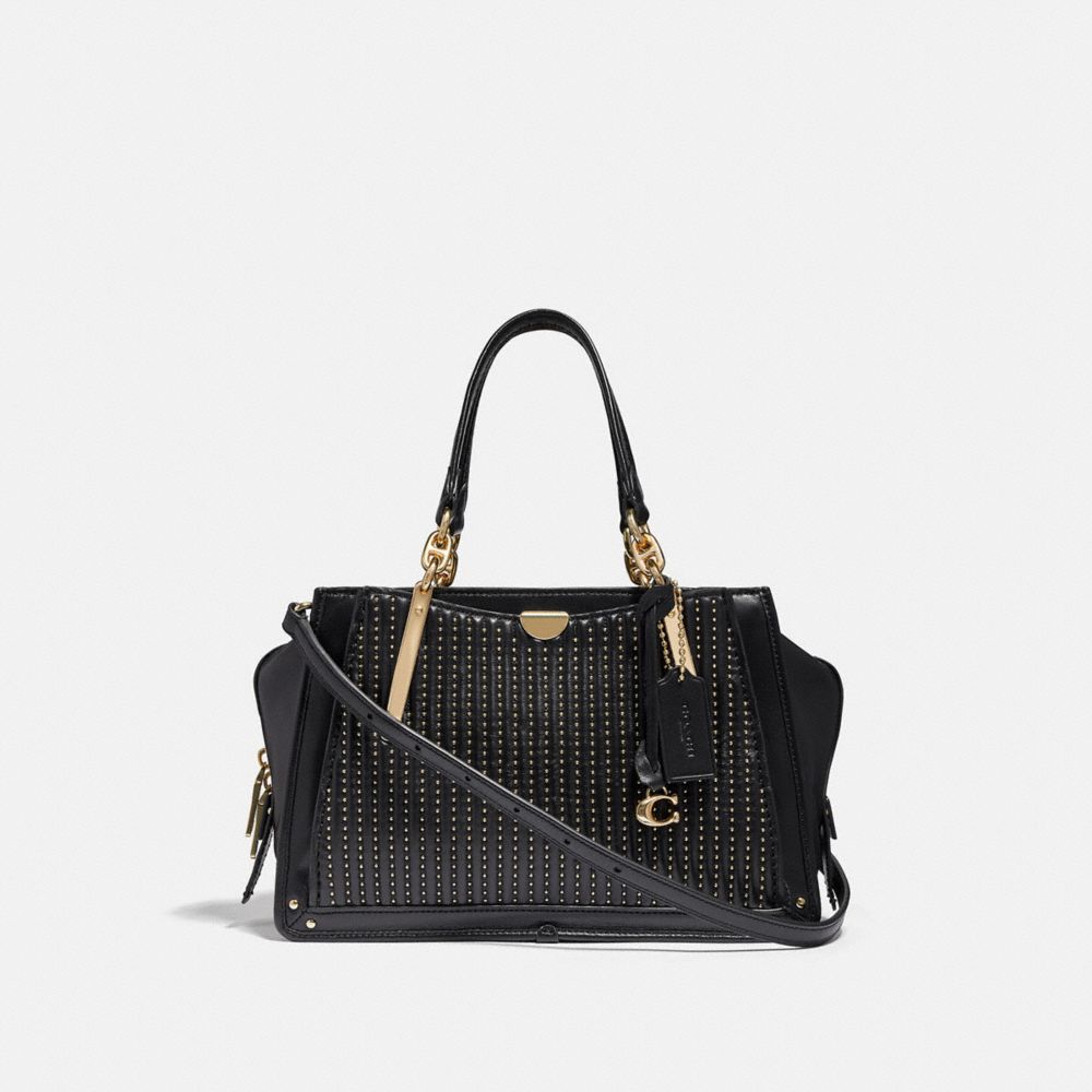 COACH 38541 DREAMER WITH QUILTING AND RIVETS GD/BLACK