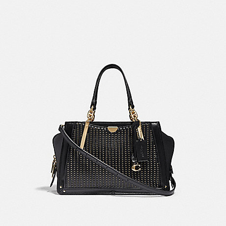 COACH DREAMER WITH QUILTING AND RIVETS - GD/BLACK - 38541