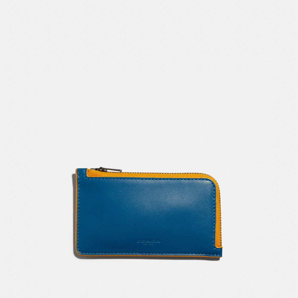 COACH 3856 L-ZIP CARD CASE PACIFIC/POLLEN