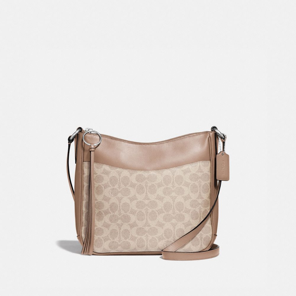 COACH CHAISE CROSSBODY IN SIGNATURE CANVAS - SILVER/SAND TAUPE - 38579