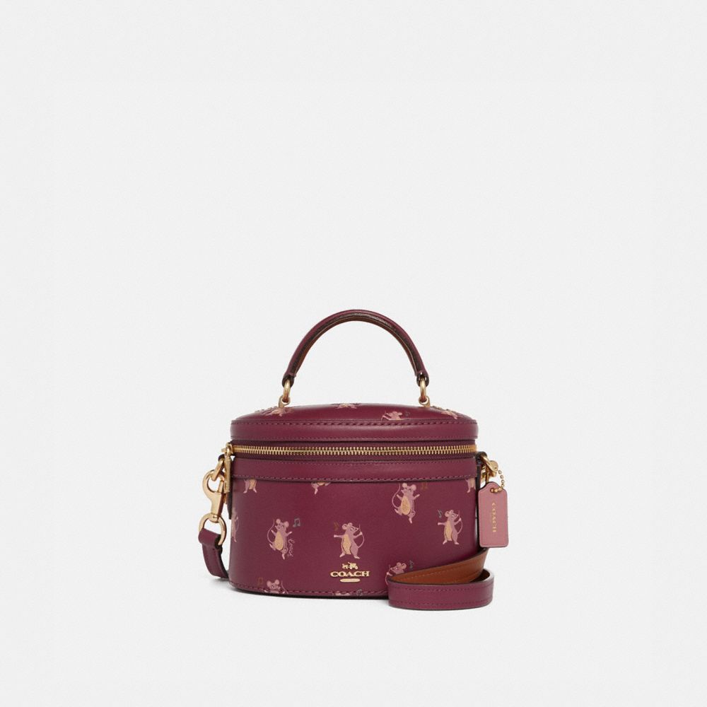 TRAIL BAG WITH PARTY MOUSE PRINT - DARK BERRY/GOLD - COACH 38602