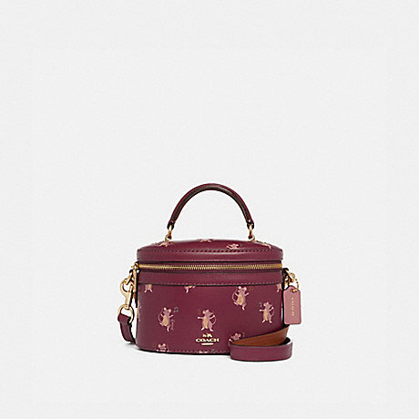 COACH TRAIL BAG WITH PARTY MOUSE PRINT - DARK BERRY/GOLD - 38602
