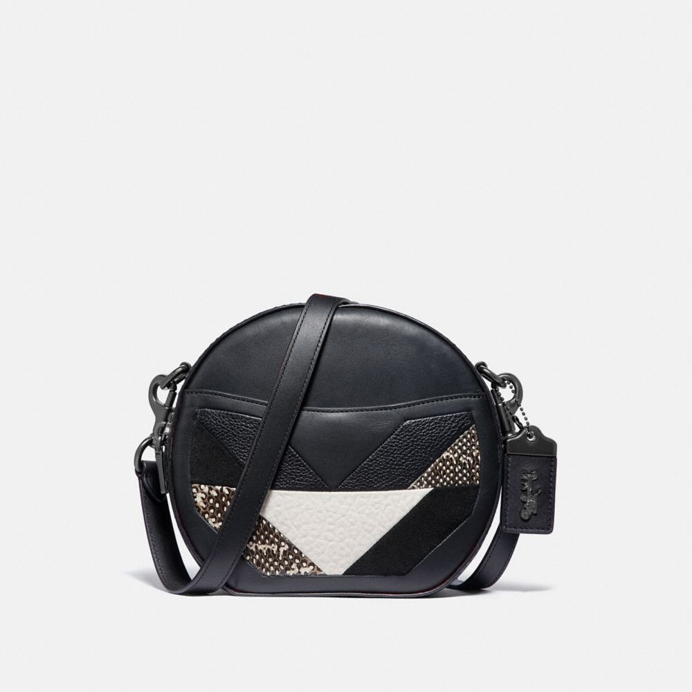 COACH 38668 Canteen Crossbody With Patchwork And Snakeskin Detail BLACK MULTI/PEWTER