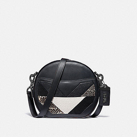 COACH 38668 CANTEEN CROSSBODY WITH PATCHWORK AND SNAKESKIN DETAIL BLACK-MULTI/PEWTER