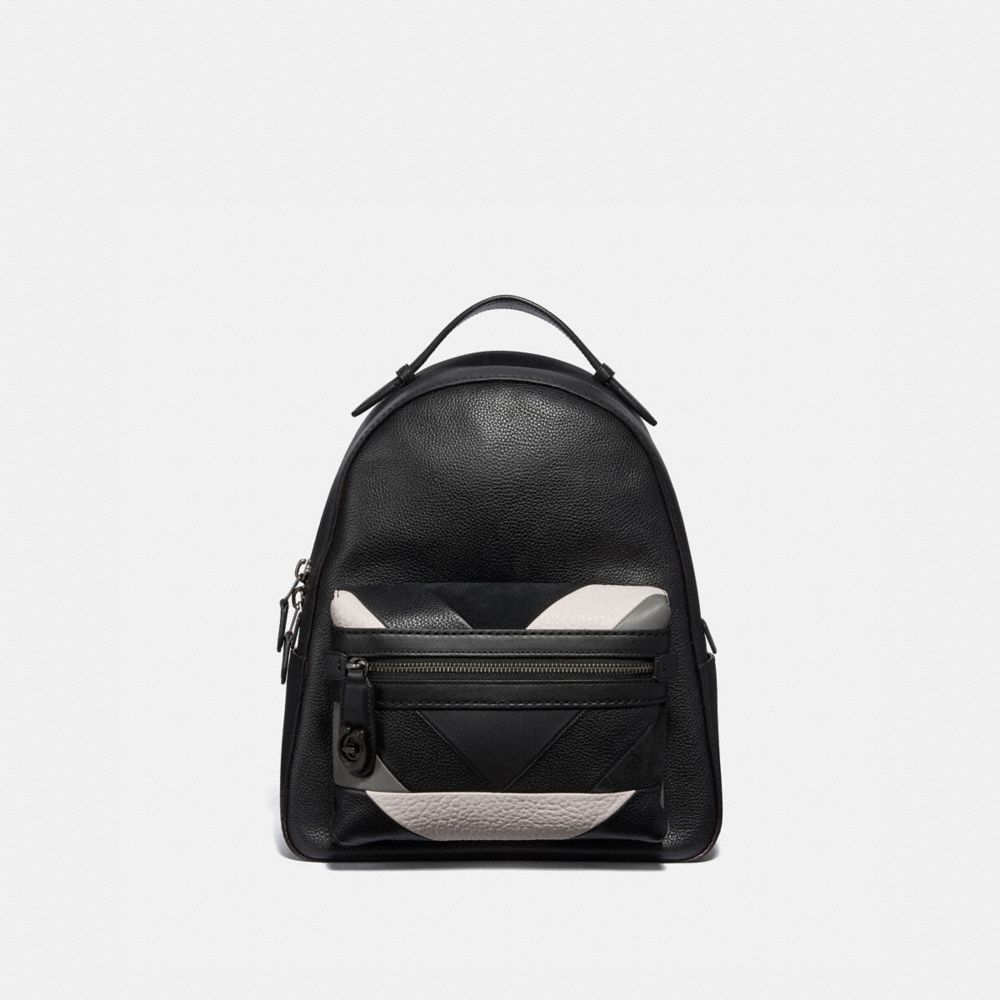CAMPUS BACKPACK WITH PATCHWORK - BLACK MULTI/PEWTER - COACH 38674