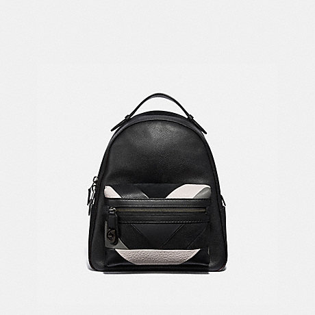 COACH CAMPUS BACKPACK WITH PATCHWORK - BLACK MULTI/PEWTER - 38674