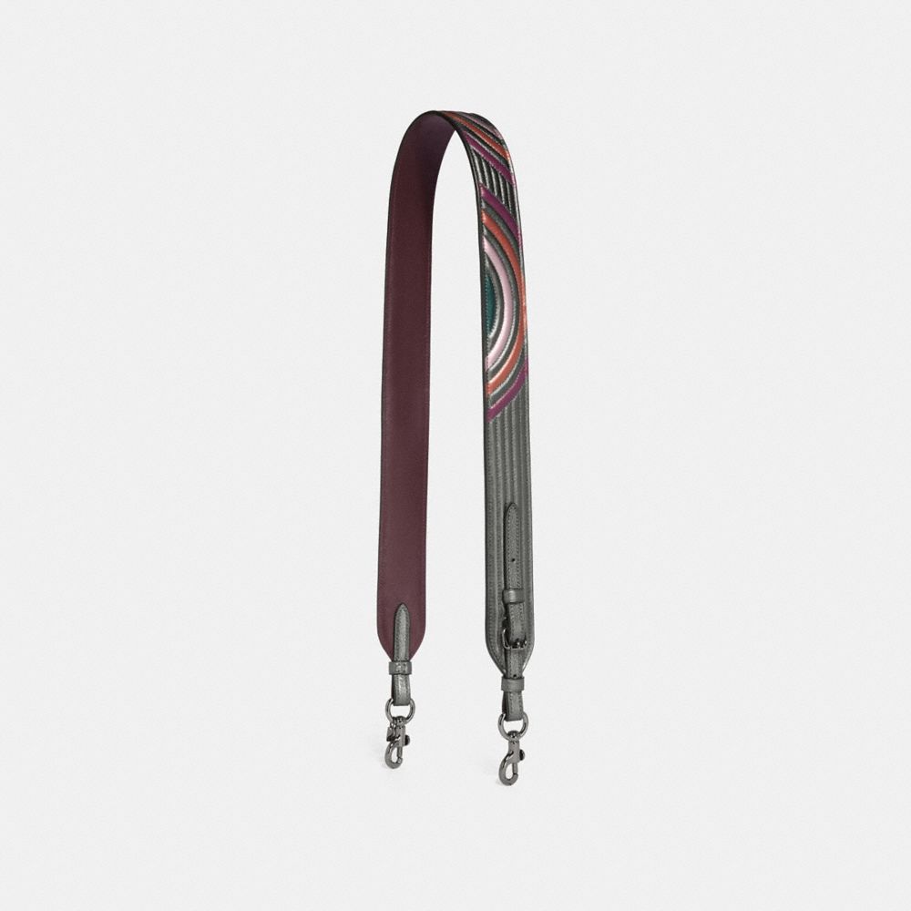 STRAP WITH COLORBLOCK DECO QUILTING - METALLIC GRAPHITE MULTI/GUNMETAL - COACH 38701