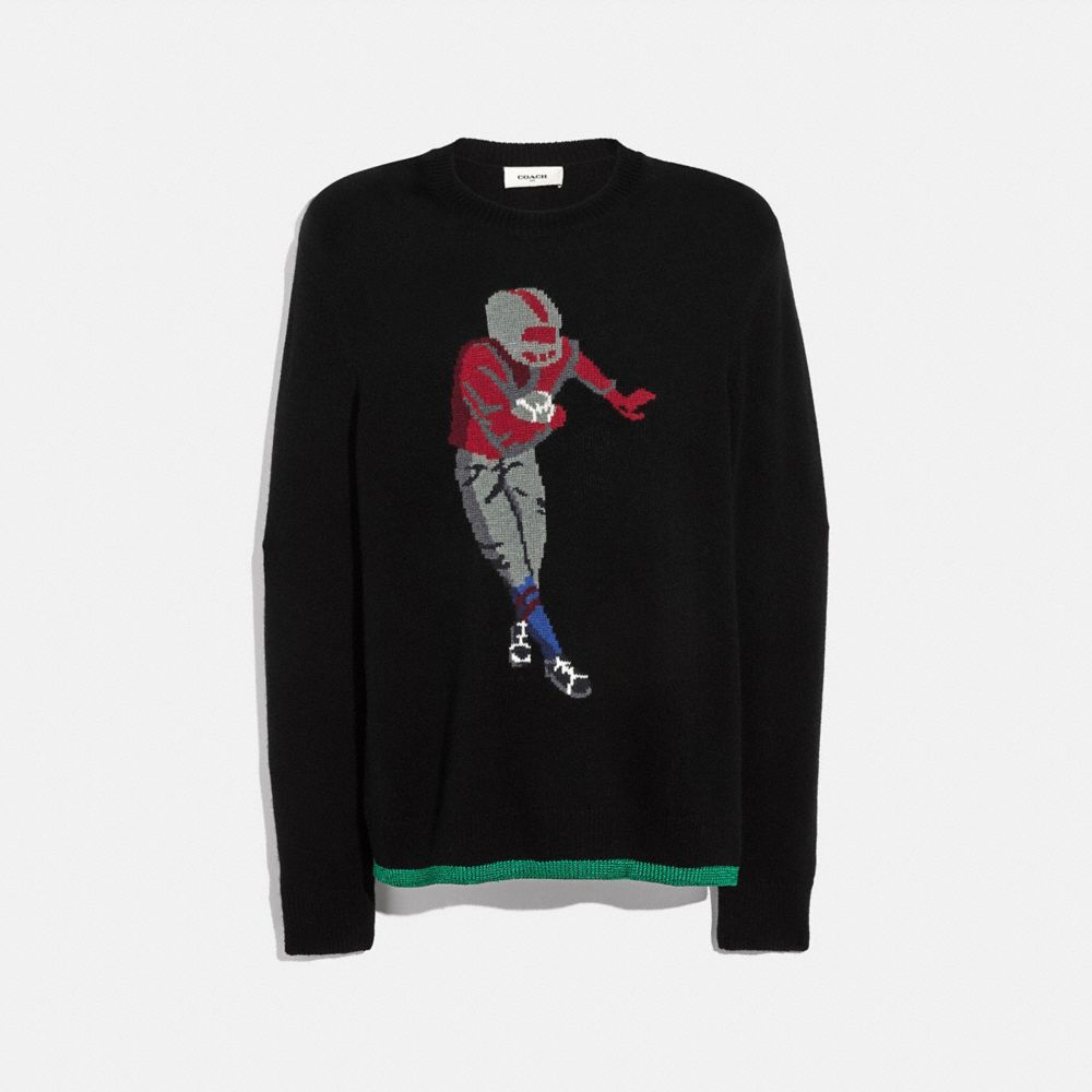 FOOTBALLER INTARSIA SWEATER - 38712 - BLACK