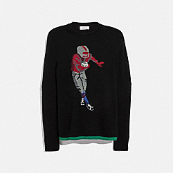COACH 38712 Footballer Intarsia Sweater BLACK