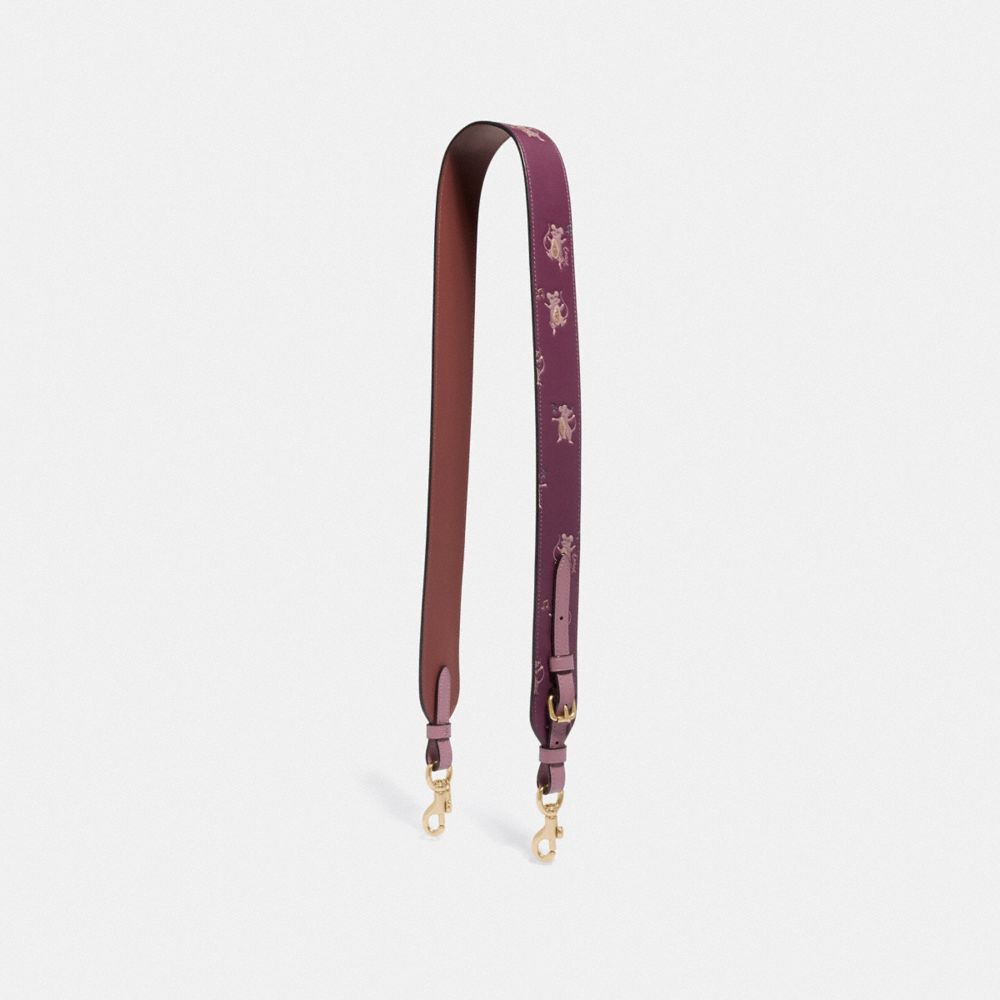 COACH 38861 - STRAP WITH PARTY MOUSE PRINT GD/DARK BERRY