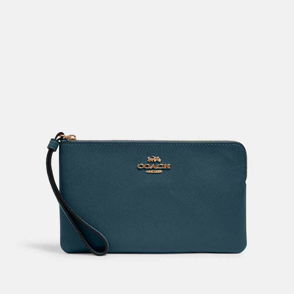 COACH 3888 LARGE CORNER ZIP WRISTLET IM/PEACOCK