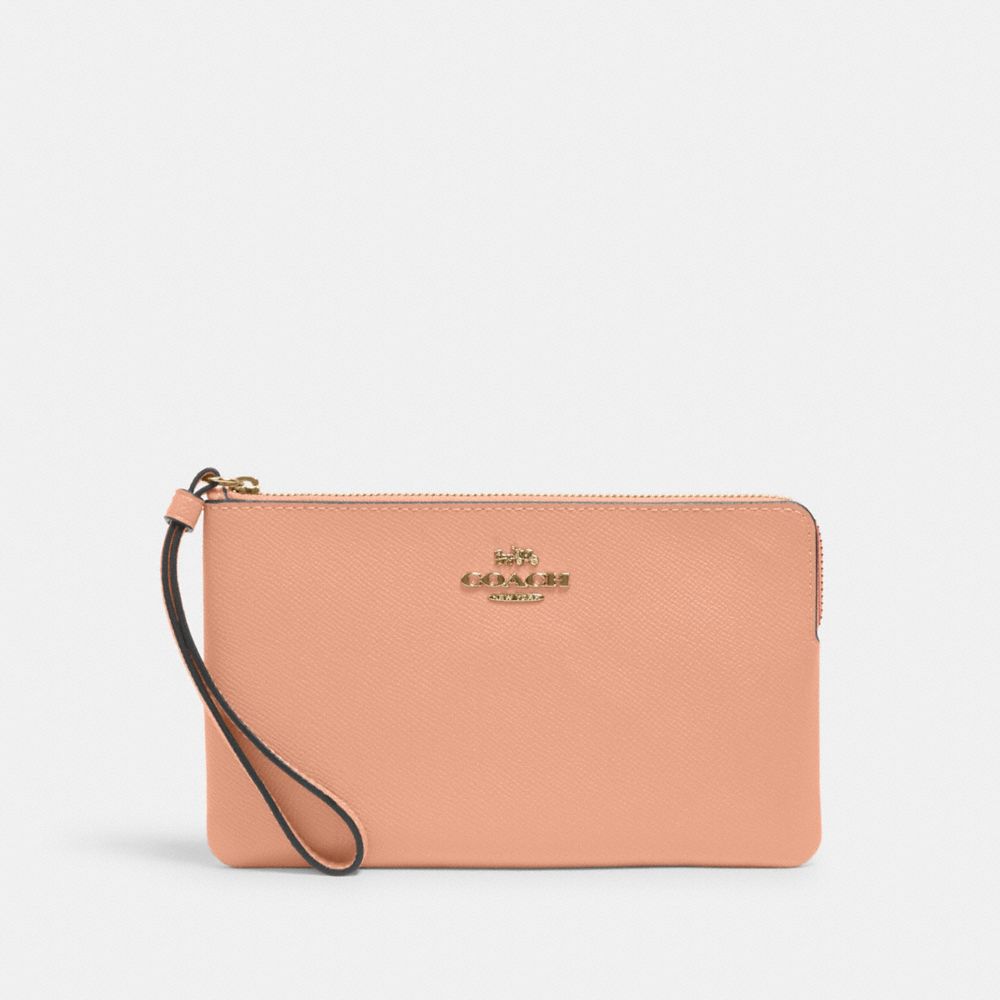 COACH 3888 - Large Corner Zip Wristlet GOLD/FADED BLUSH