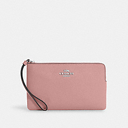 Large Corner Zip Wristlet - 3888 - Silver/Light Pink