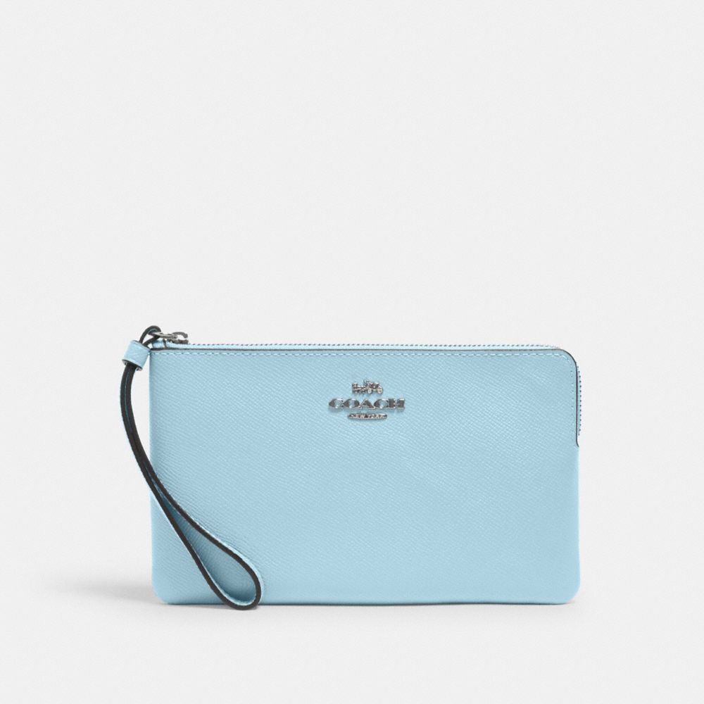 COACH LARGE CORNER ZIP WRISTLET - SV/WATERFALL - 3888