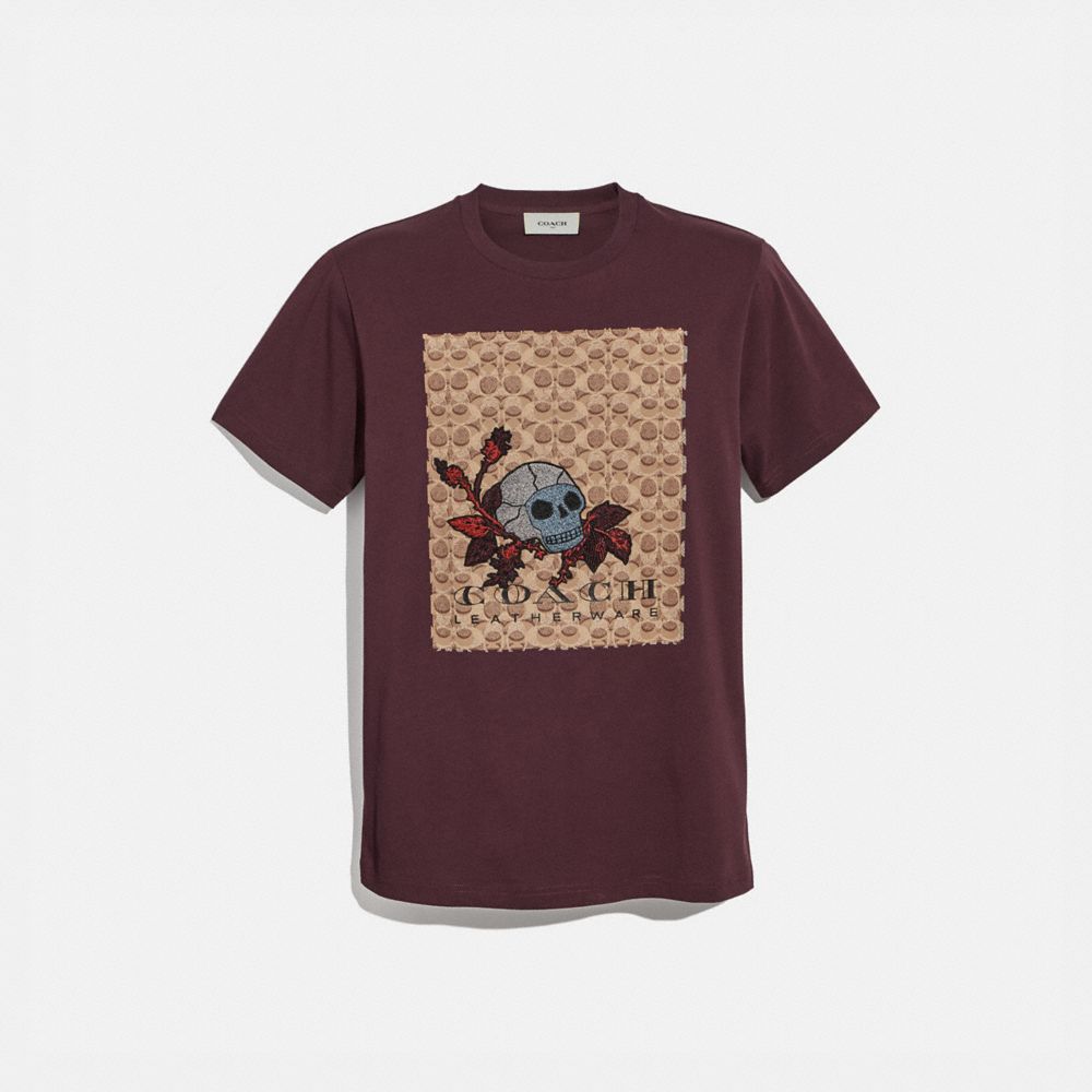 SIGNATURE SKULL T-SHIRT - BURGUNDY - COACH 38904