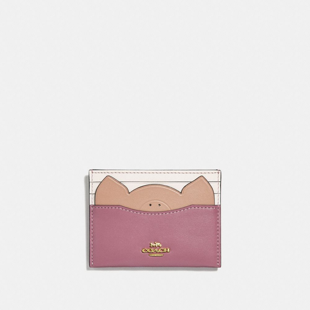 CARD CASE WITH PIG - ROSE/GOLD - COACH 38925