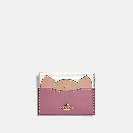 COACH 38925 CARD CASE WITH PIG ROSE/GOLD