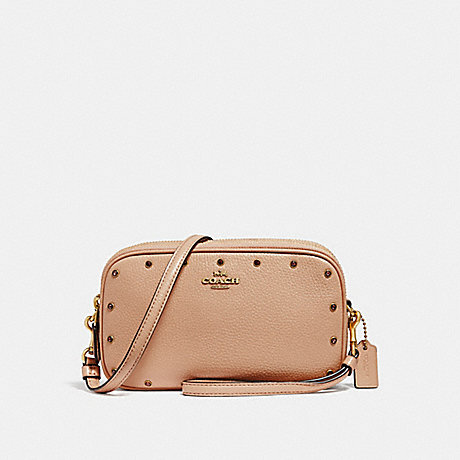 COACH 38931 SADIE CROSSBODY CLUTCH WITH CRYSTAL RIVETS B4/NUDE PINK