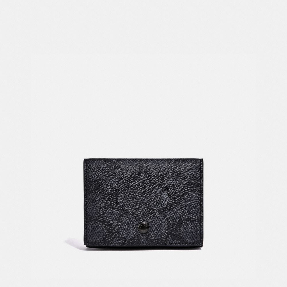 Origami Coin Wallet In Signature Canvas - CHARCOAL SIGNATURE MULTI - COACH 3895