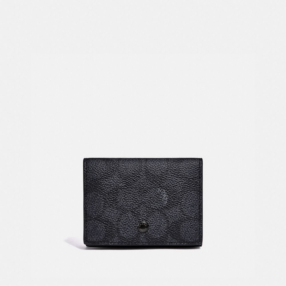 COACH Origami Coin Wallet In Signature Canvas - CHARCOAL SIGNATURE MULTI - 3895