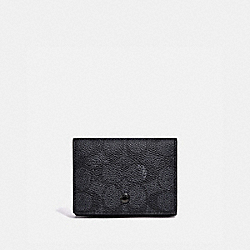 COACH 3895 Origami Coin Wallet In Signature Canvas CHARCOAL SIGNATURE MULTI