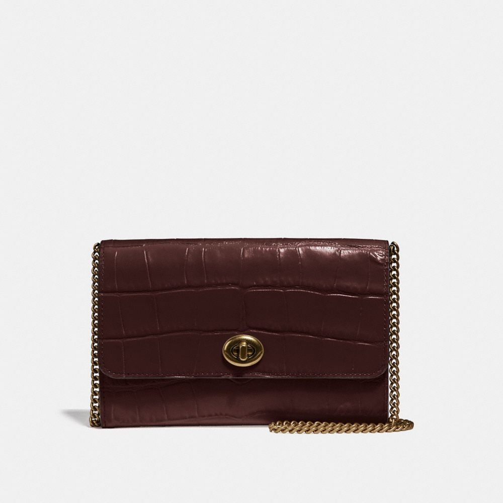 COACH 38969 Marlow Turnlock Chain Crossbody OXBLOOD/PEWTER