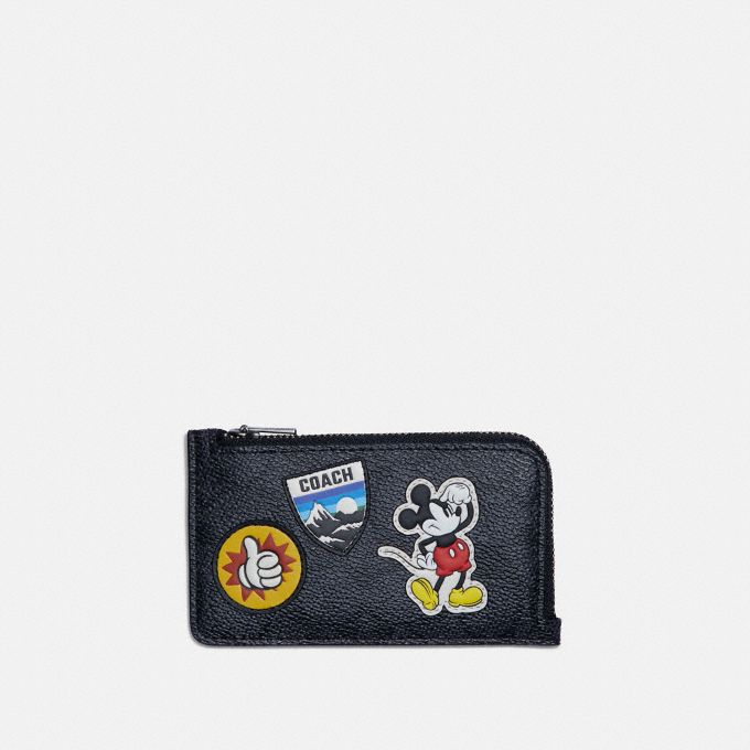 公式 Coach コーチ Disney X Coach Lジップ カード ケース シグネチャー キャンバス ウィズ スポーツ パッチ 財布 革小物