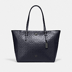 Turnlock Tote In Signature Leather - 39240I - GUNMETAL/MIDNIGHT NAVY