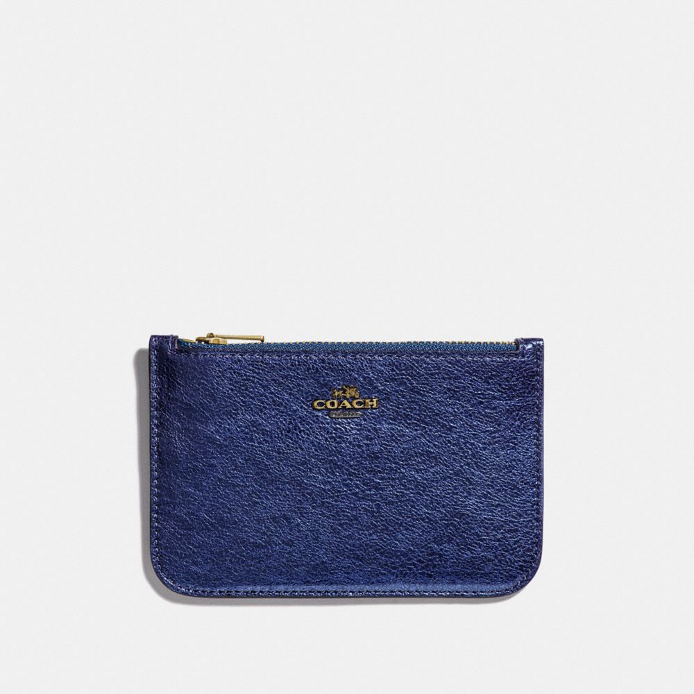 COACH 39243 ZIP CARD CASE GD/METALLIC-BLUE