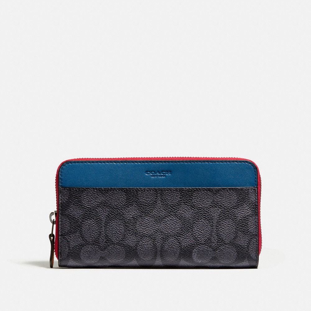 COACH Accordion Wallet In Signature Canvas - CHARCOAL SIGNATURE MULTI - 3924