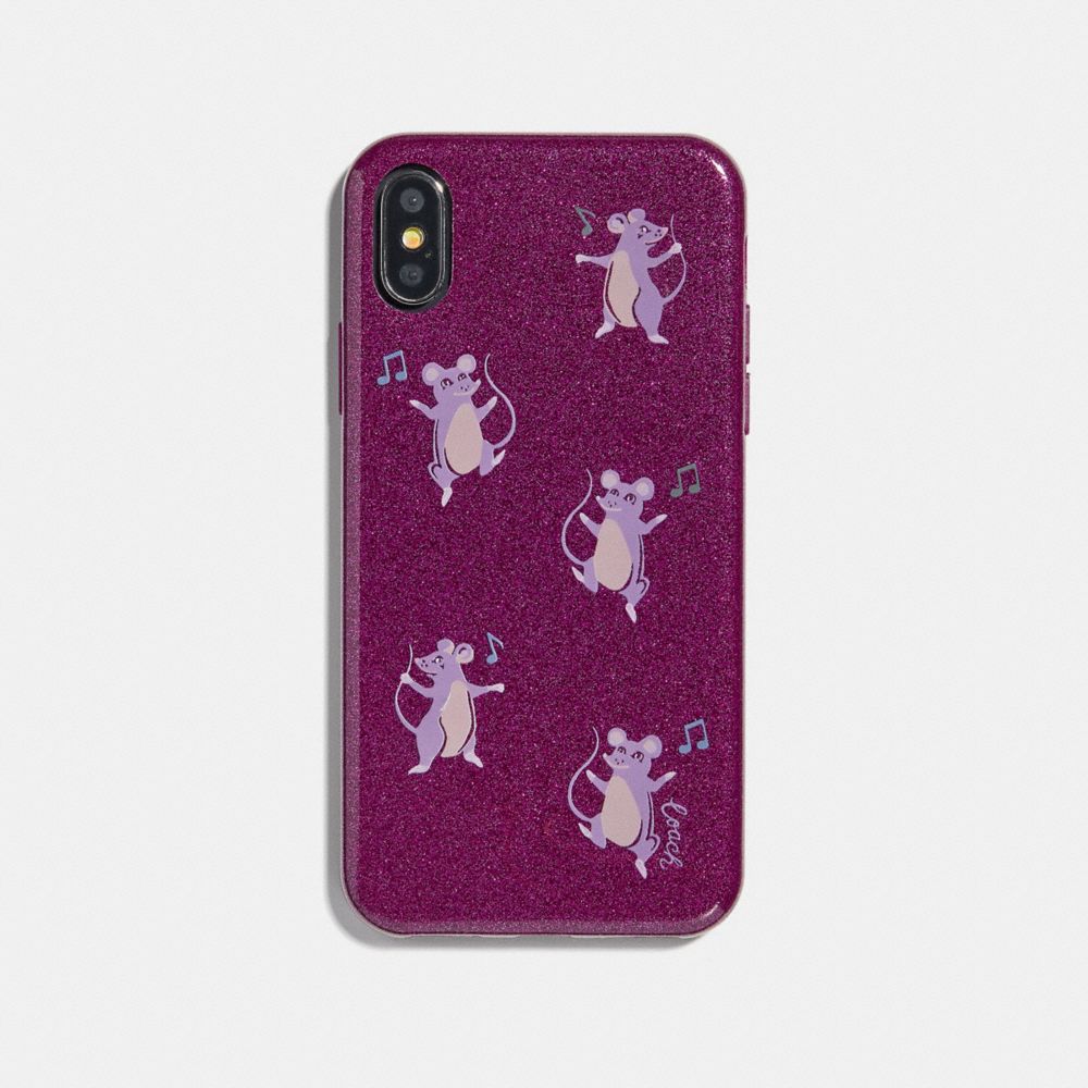 COACH 39327 Iphone X/Xs Case With Party Mouse Print Dark Berry