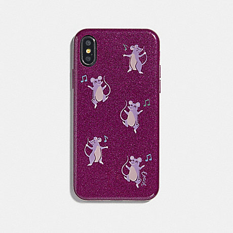 COACH 39327 Iphone X/Xs Case With Party Mouse Print Dark-Berry