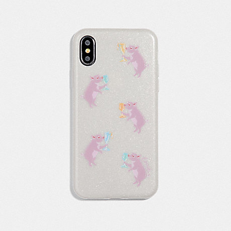 COACH IPHONE X/XS CASE WITH PARTY PIG PRINT - CHALK - 39344