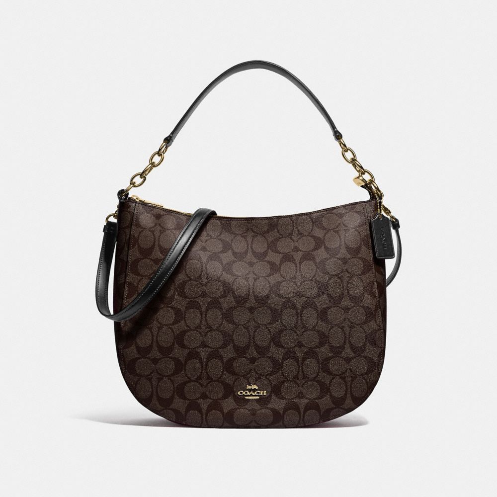 COACH 39527 ELLE HOBO IN SIGNATURE CANVAS IM/BROWN-BLACK