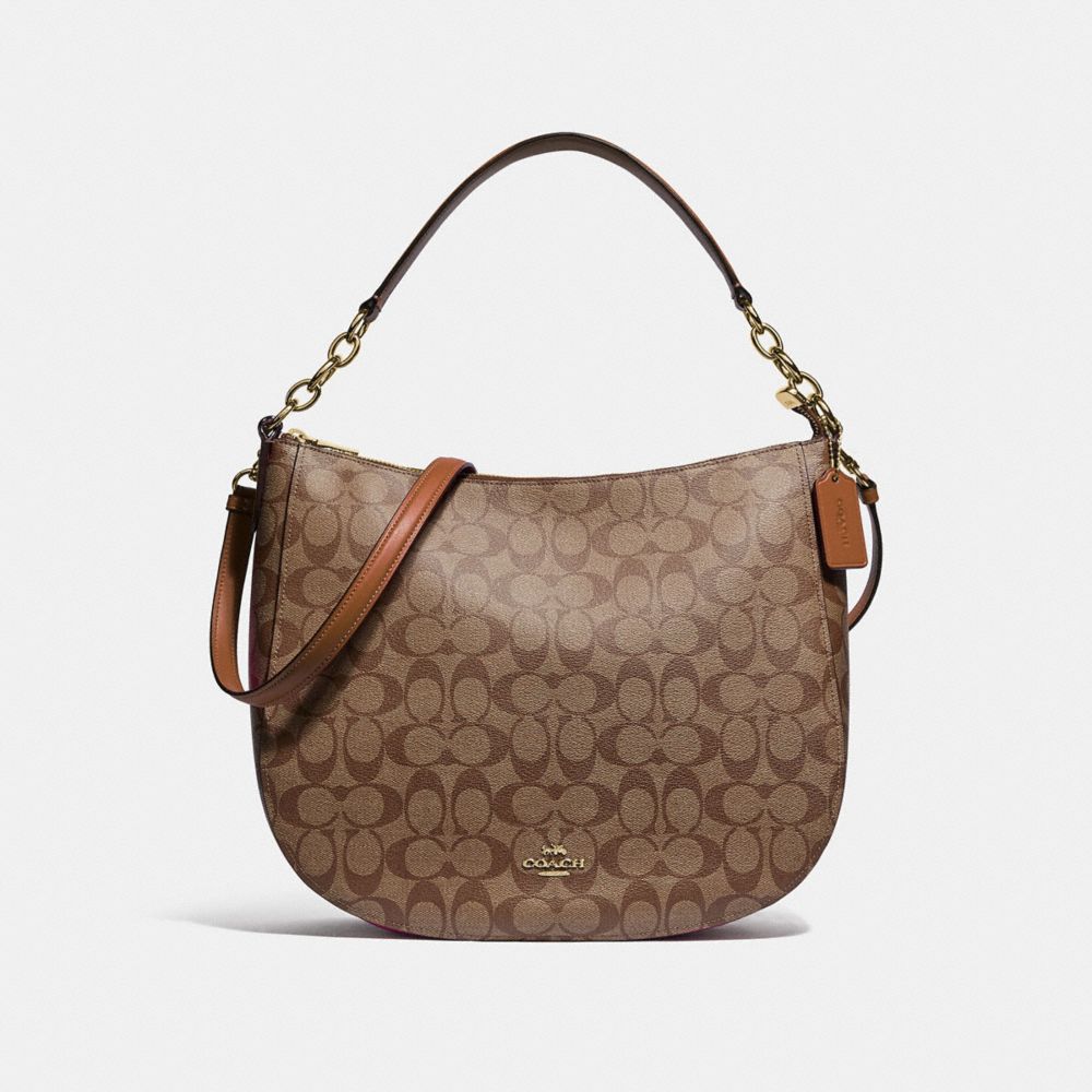 COACH 39527 Elle Hobo In Signature Canvas IM/KHAKI SADDLE 2